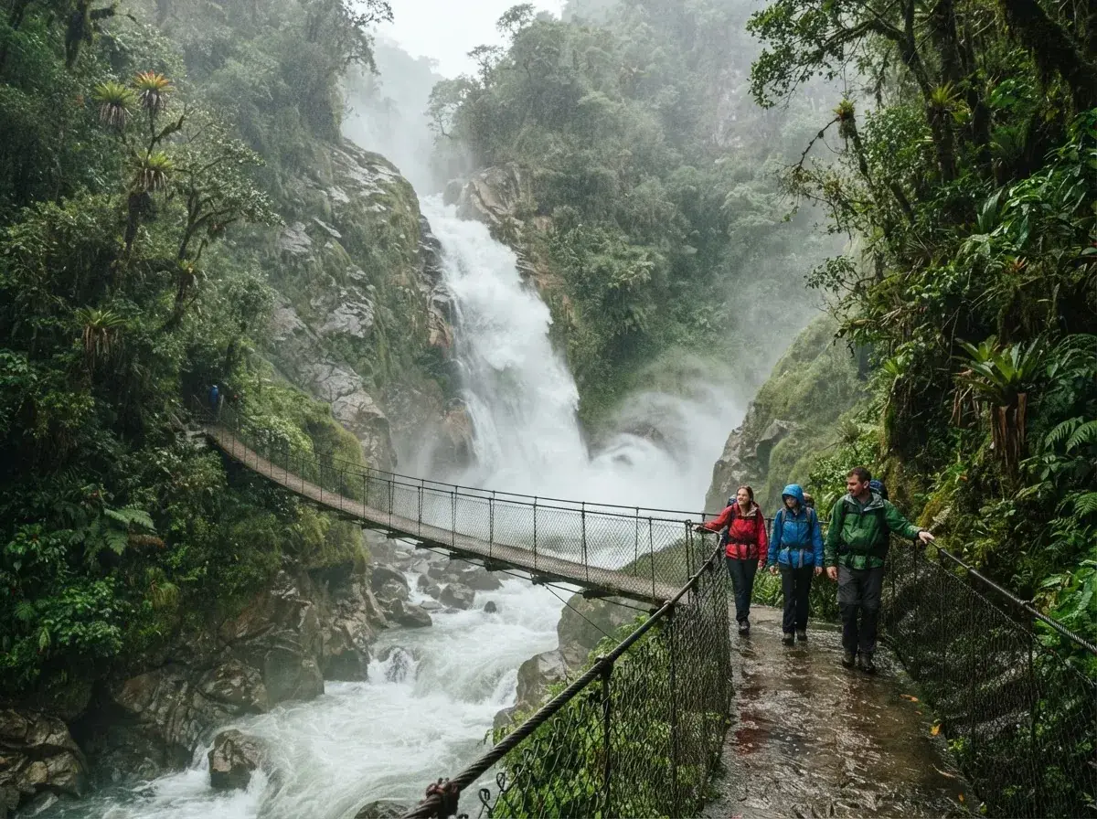 The thundering Pailón del Diablo waterfall near Baños, wrapped in green cliffs and spray