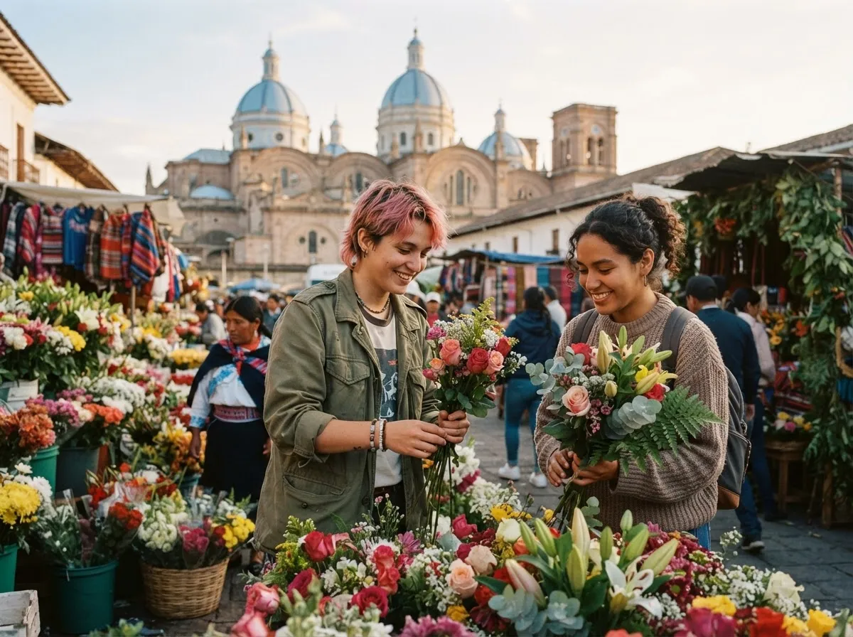 Cuenca's colonial centre with the blue domes of its cathedral